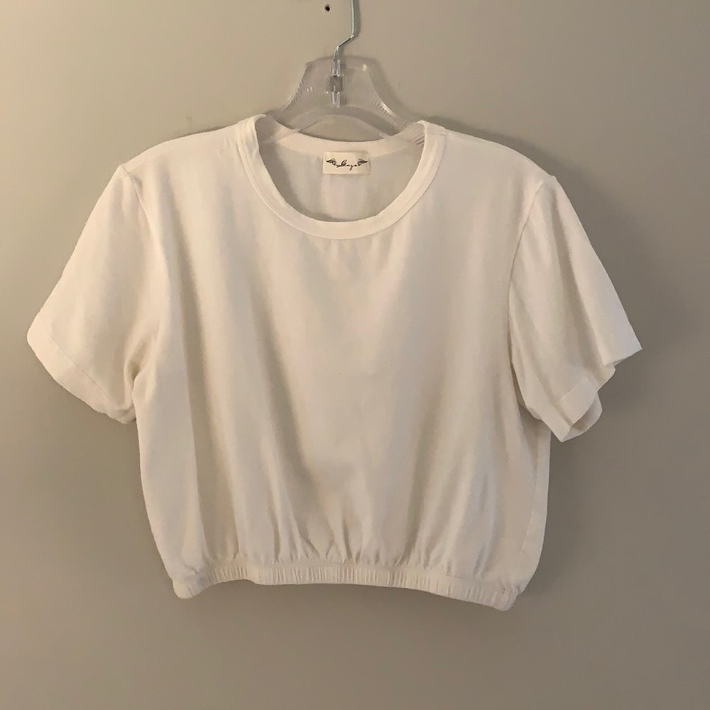 White crop cinched t-shirt